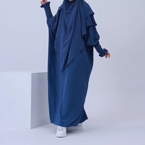 Blue Jilbab Abaya with khimar niqab 2 piece abaya set abaya with hijab